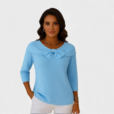 Suéter con lazo y escote redondo