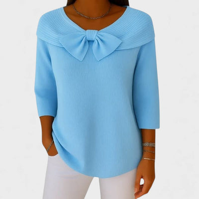 Suéter con lazo y escote redondo