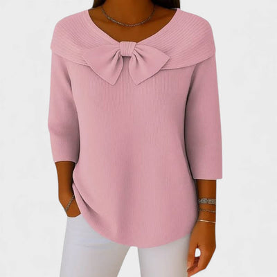 Suéter con lazo y escote redondo
