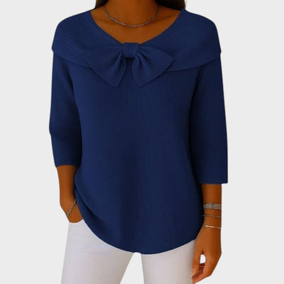 Suéter con lazo y escote redondo