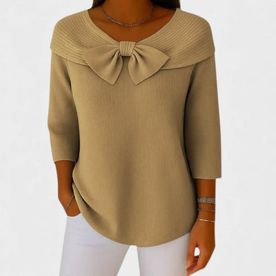 Suéter con lazo y escote redondo