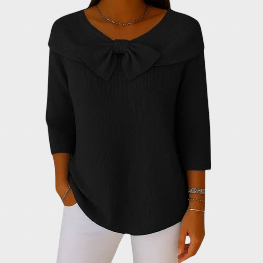 Suéter con lazo y escote redondo