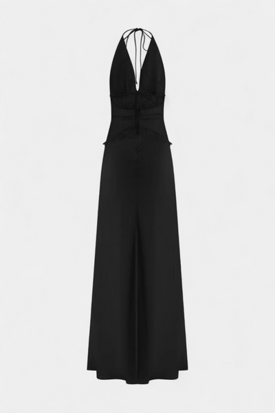 Vestido largo halter con encaje