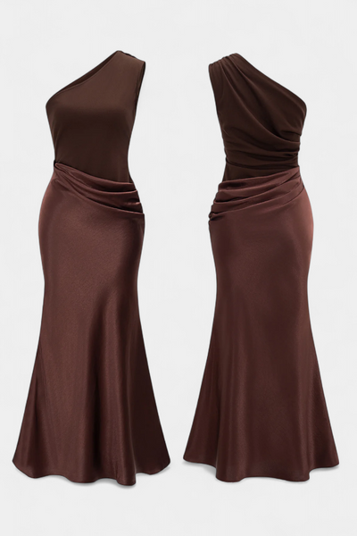 Vestido un hombro plisado