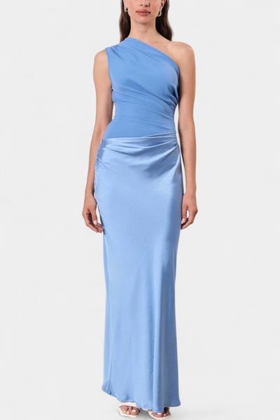 Vestido un hombro plisado